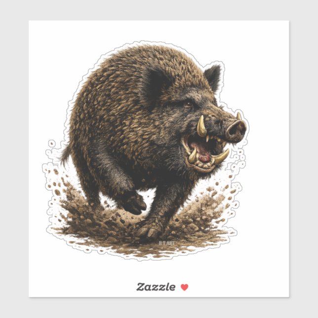 Wildschwein Aufkleber (Blatt)