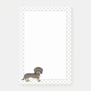 Wildschwein-Draht-Dachshund-Cartoon-Hund & Pfoten Post-it Klebezettel