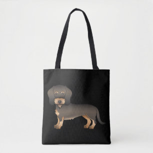 Wildschwein-Draht-Dachshund-Hund auf Schwarz