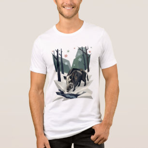 Wildschwein im Winterwald Herren T-Shirt Tri-Blend Shirt