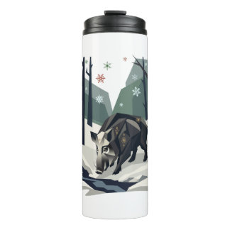 Wildschwein im Winterwald Reise-Becher Thermosbecher