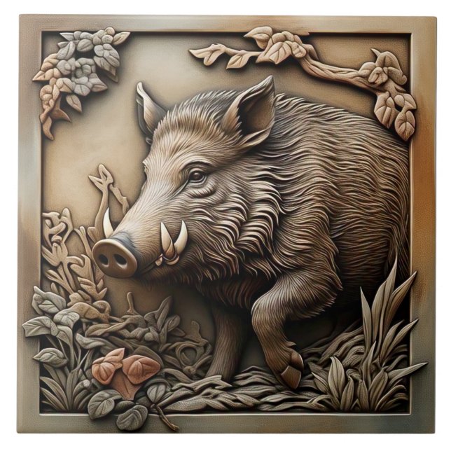 Wildschwein - Keramik für Kunst und Handwerk Fliese (Vorderseite)