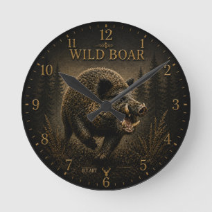 Wildschwein Runde Wanduhr