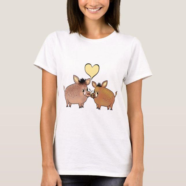 Wildschweine Liebe Herztierliebhaber Kunst T-Shirt (Vorderseite)