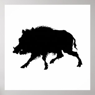 Wildschweine oder Wildschweine Elegante Silhouette Poster