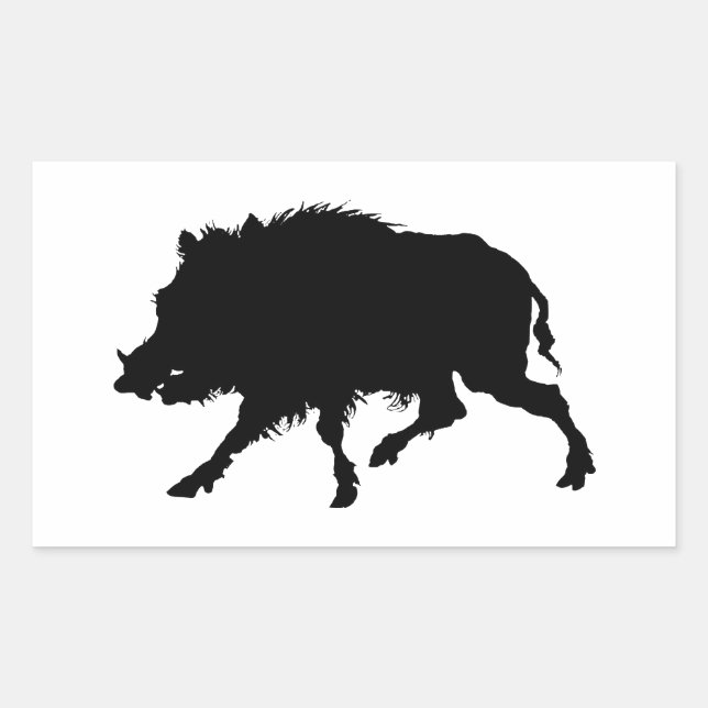 Wildschweine oder Wildschweine Elegante Silhouette Rechteckiger Aufkleber (Vorderseite)