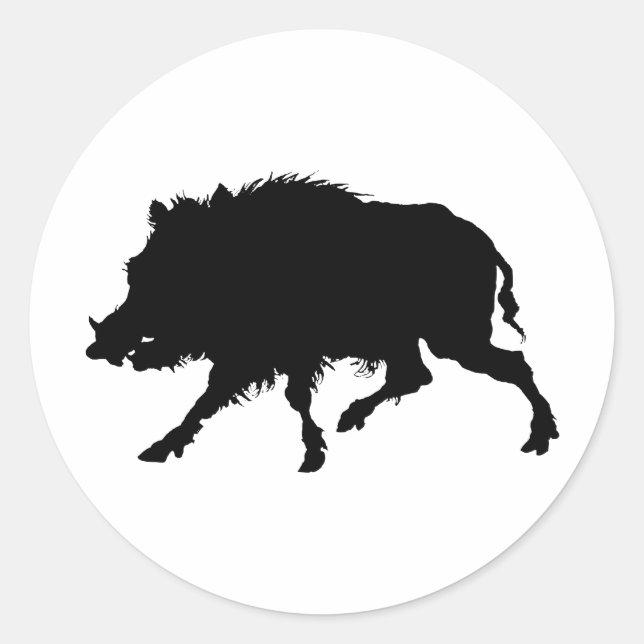 Wildschweine oder Wildschweine Elegante Silhouette Runder Aufkleber (Vorderseite)
