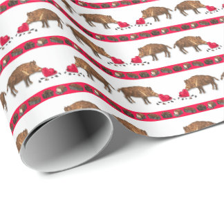 Wildschweine und Valentins-Schokolade Geschenkpapier