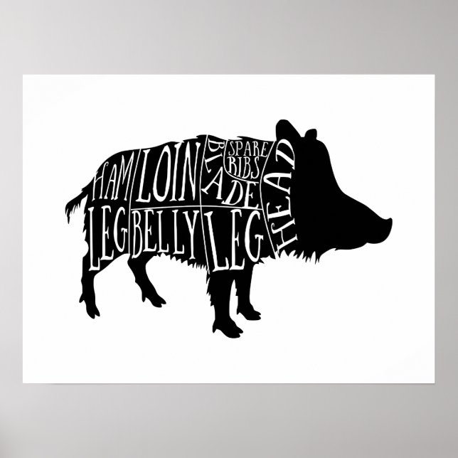 Wildschweinschnitt, große Wandkunst, Küchenkunst Poster (Vorne)