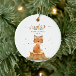 Wildtier Fuchs Blume zweiseitig Keramik Ornament