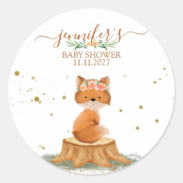 Wildtier Fuchs mit Blume Runder Aufkleber