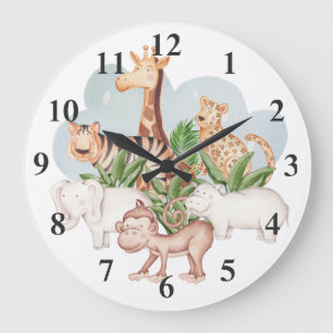 Wildtier mit Jungle Baum Große Uhr