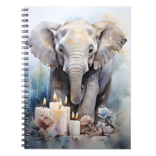 Wildtier mit Kerzen und Blume Elefant Notizblock (Vorderseite)