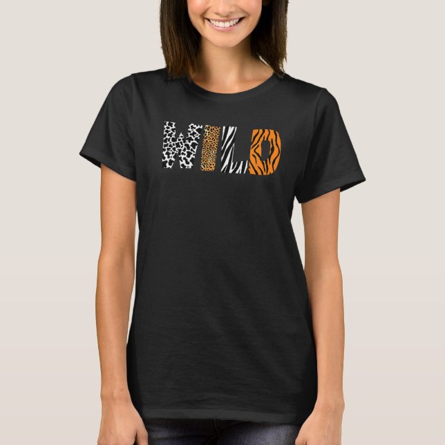 Wildtier-Muster Kuh Leopard Zebra Tiger Tier T-Shirt (Vorderseite)