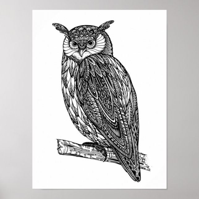 Wildtier-Owl Doodle 2 Poster (Vorne)