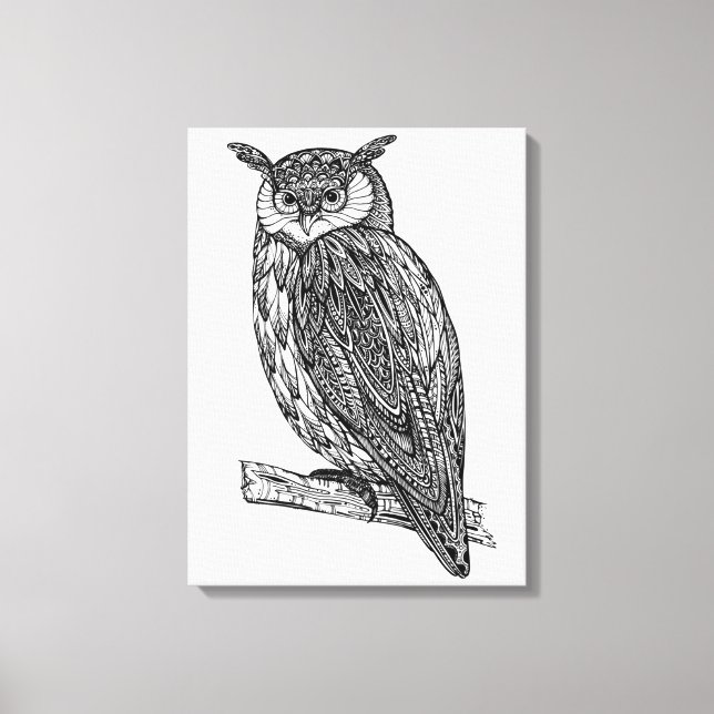 Wildtier-Owl Doodle 6 Leinwanddruck (Vorderseite)