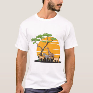 Wildtier-Silhouette Baum Natur Kunst T-Shirt