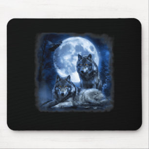 Wildtier Wolf Heulen Mond Wald Natur Wild Mousepad