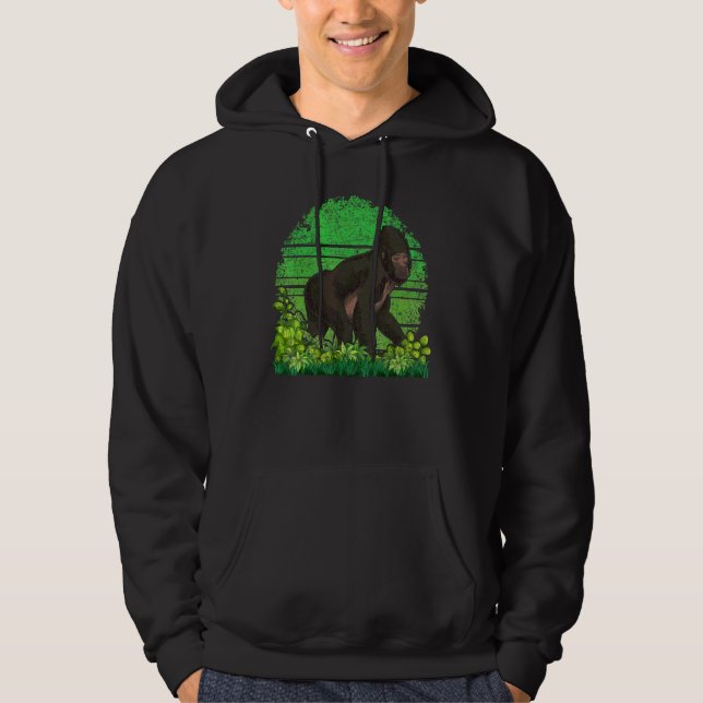 Wildtieraffe   Regenwald Affe Retro Gori Hoodie (Vorderseite)