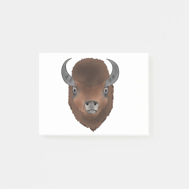Wildtierart Bison Head Büffel Post-it Klebezettel (Vorderseite)