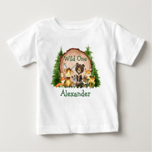 Wildtiere, 1. Geburtstag, Rustikale Bäume, Waldtie Baby T-shirt