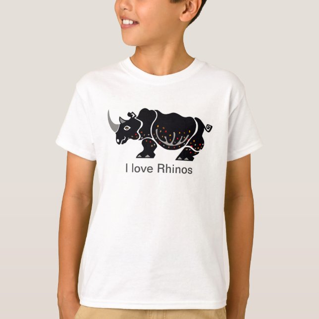Wildtiere Cool I Liebe RHINOS - Natur- Jungen T -  T-Shirt (Vorderseite)