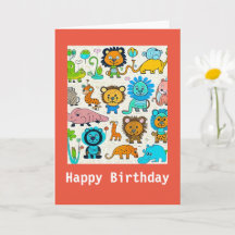 Wildtiere der Kinder, Geburtstagskarte