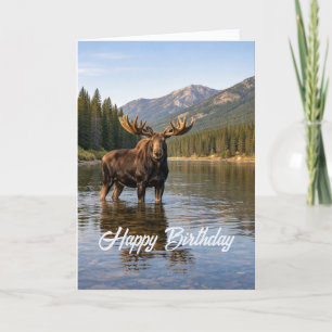 Wildtiere Elch Berg Fluss Geburtstag Karte