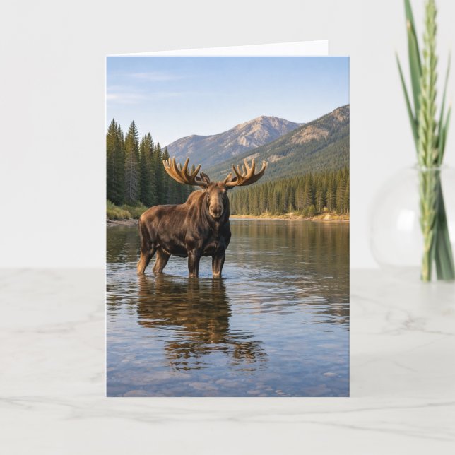 Wildtiere Elch Berg Fluss Karte (Vorderseite)