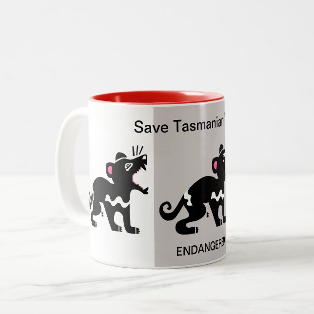 Wildtiere - Gerettet TASMANISCHE DEVILS - Australi Zweifarbige Tasse (Vorderseite Links)