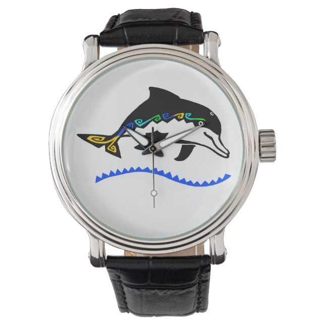 Wildtiere - Grafischer DOLPHIN - Tierliebhaber - Armbanduhr (Vorderseite)