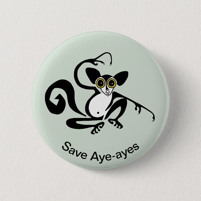 Wildtiere - Graphic Rett AYE-AYES - Nature - Button (Vorderseite)