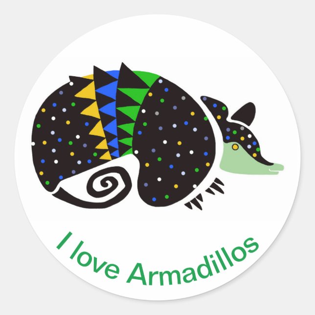 Wildtiere - I Liebe Armadillos - Natur - Runder Aufkleber (Vorderseite)