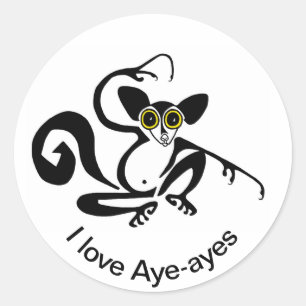 Wildtiere - I Liebe AYE-AYES - Natur - wild lebend Runder Aufkleber