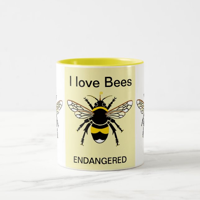 Wildtiere - I Liebe BEES - Natur - Gelb - Zweifarbige Tasse (Mittel)
