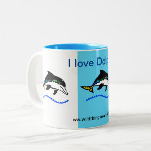 Wildtiere - I Liebe Delphine - Wildtiere - Blau Zweifarbige Tasse