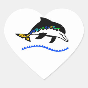 Wildtiere - I Liebe DOLPHINS - Natur - Meerestiere Herz-Aufkleber