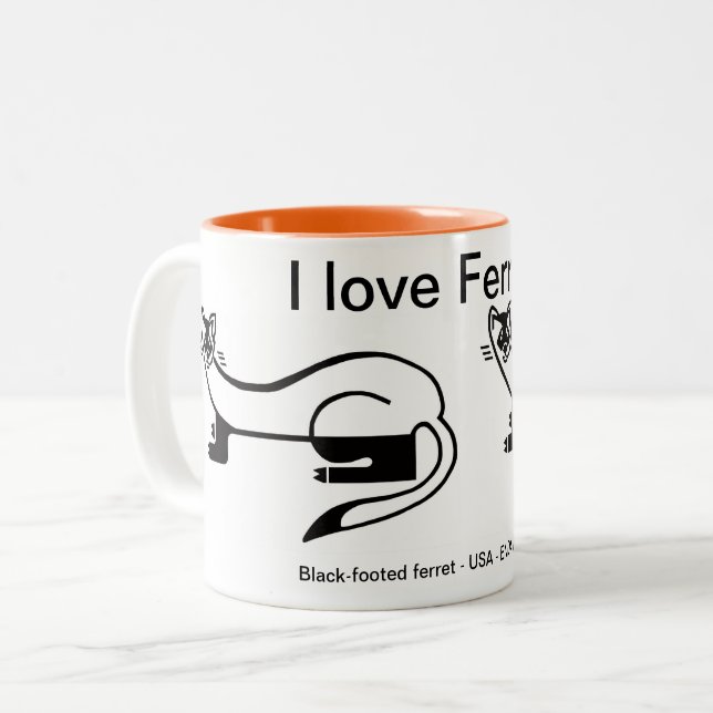 Wildtiere - I Liebe FERRETS - Tierfreund - Natur Zweifarbige Tasse (Vorderseite Links)