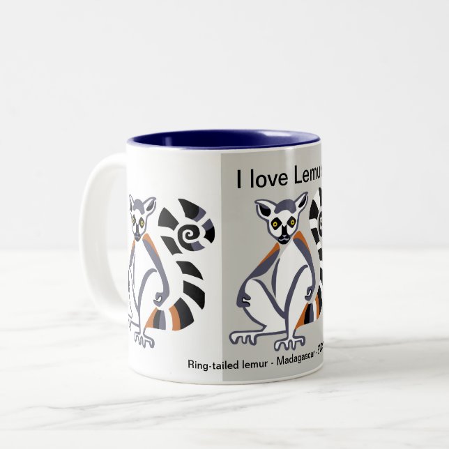Wildtiere - I Liebe LEMURS - Natur - Zweifarbige Tasse (Vorderseite Links)
