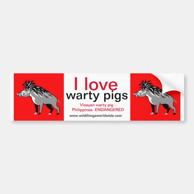 Wildtiere - I Liebe Warty PIGS - Warthos - Rot Autoaufkleber (Vorne)