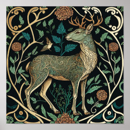 Wildtiere leben auch in einem Wald, Hirsche. Poster