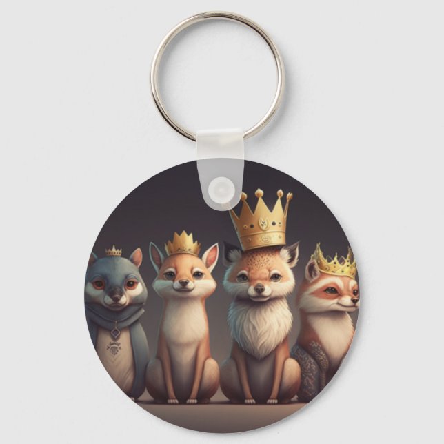 Wildtiere mit Kronen Schlüsselanhänger (Vorderseite)