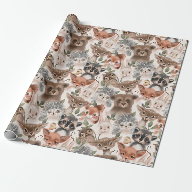 Wildtiere Muster Fox Deh Igel Geschenkpapier (Ungerollt)