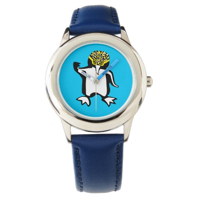 Wildtiere - Niedliche PENGUIN - Natur - Blaue Uhr (Vorderseite)