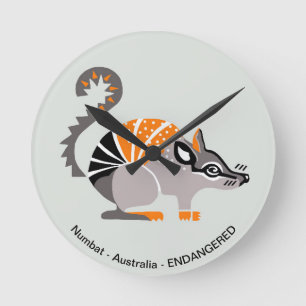 Wildtiere - NUMBAT - gefährdete Arten - Australien Runde Wanduhr