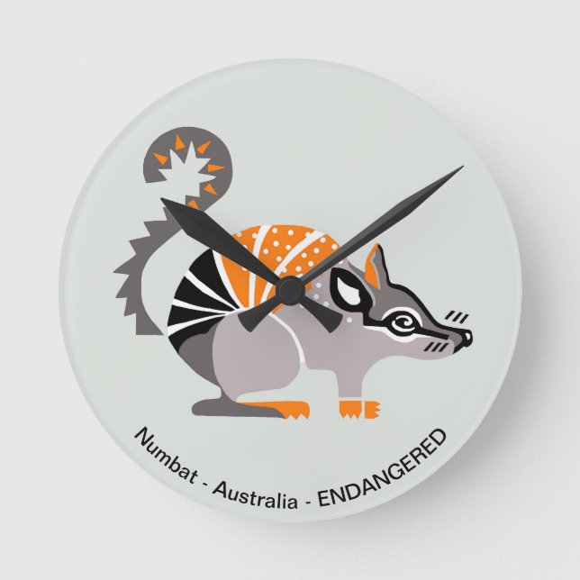 Wildtiere - NUMBAT - gefährdete Arten - Australien Runde Wanduhr (Vorderseite)