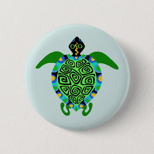 Wildtiere - Sea TURTLE - Wildtiere - Aqua Button