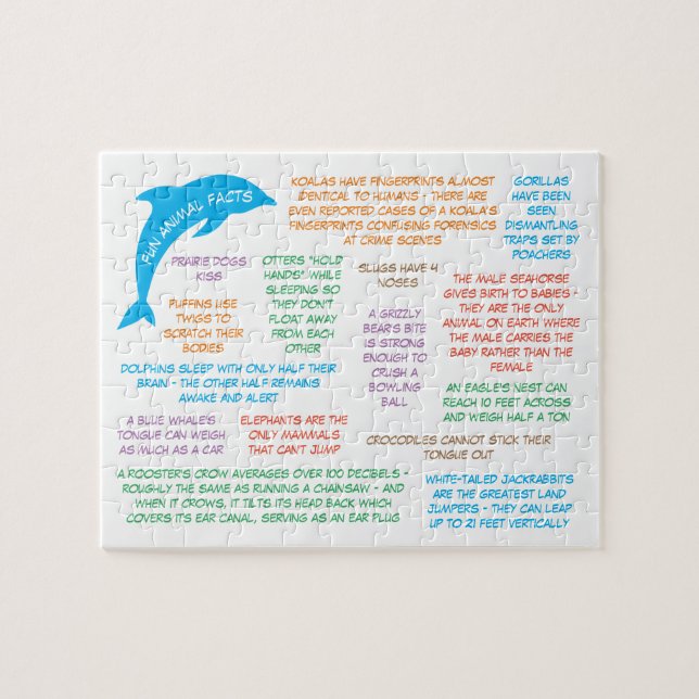 Wildtiere Spaß Fakten Erwachsene & Kinder Puzzle (Horizontal)
