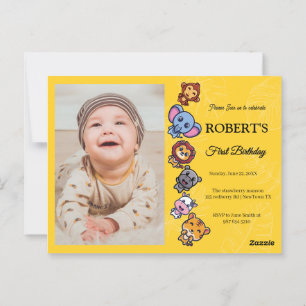 Wildtiere zum ersten Geburtstag Postkarte