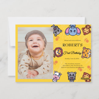 Wildtiere zum ersten Geburtstag Postkarte